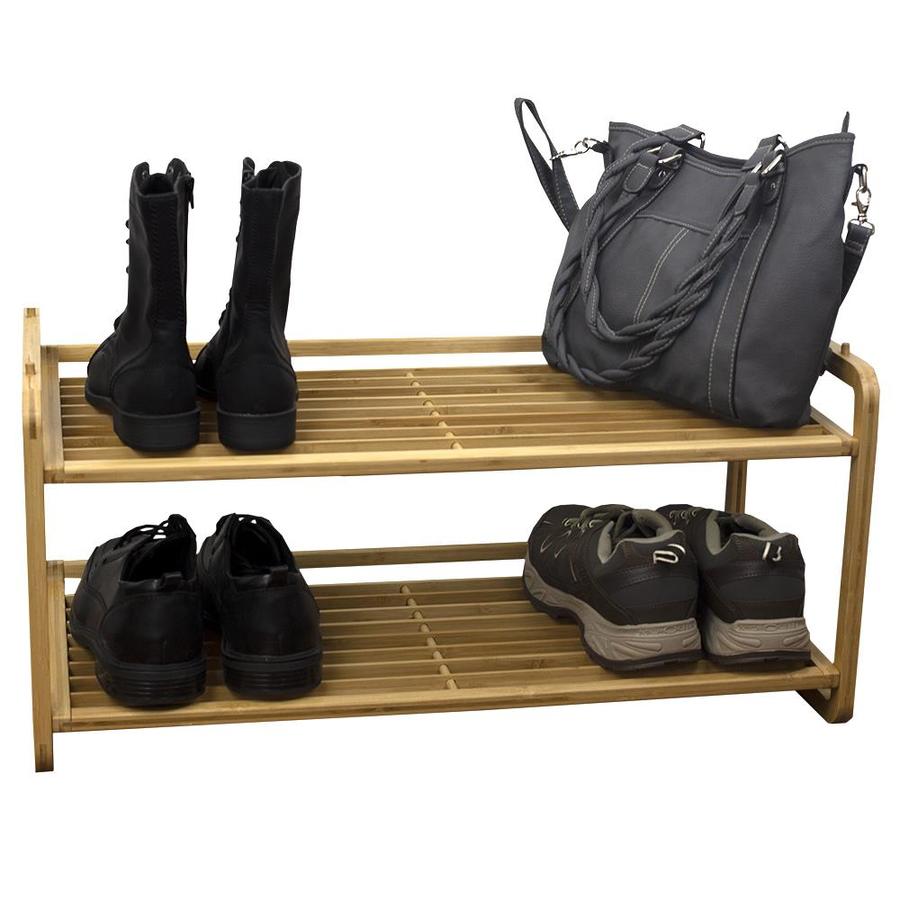 Home Basicshome Basics 12 Pair Plastic Non Woven Wood Shoe Rack In Brown Low55576 Dailymail