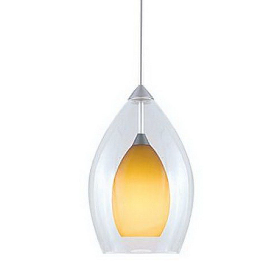 JESCO 4.38 in W Satin Nickel Mini Pendant Light with Clear Shade