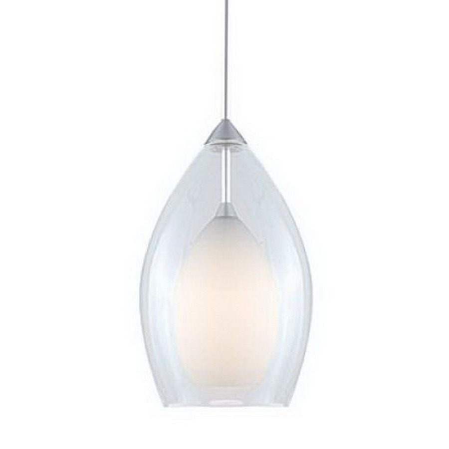 JESCO 4.38 in W Satin Nickel Mini Pendant Light with Clear Shade