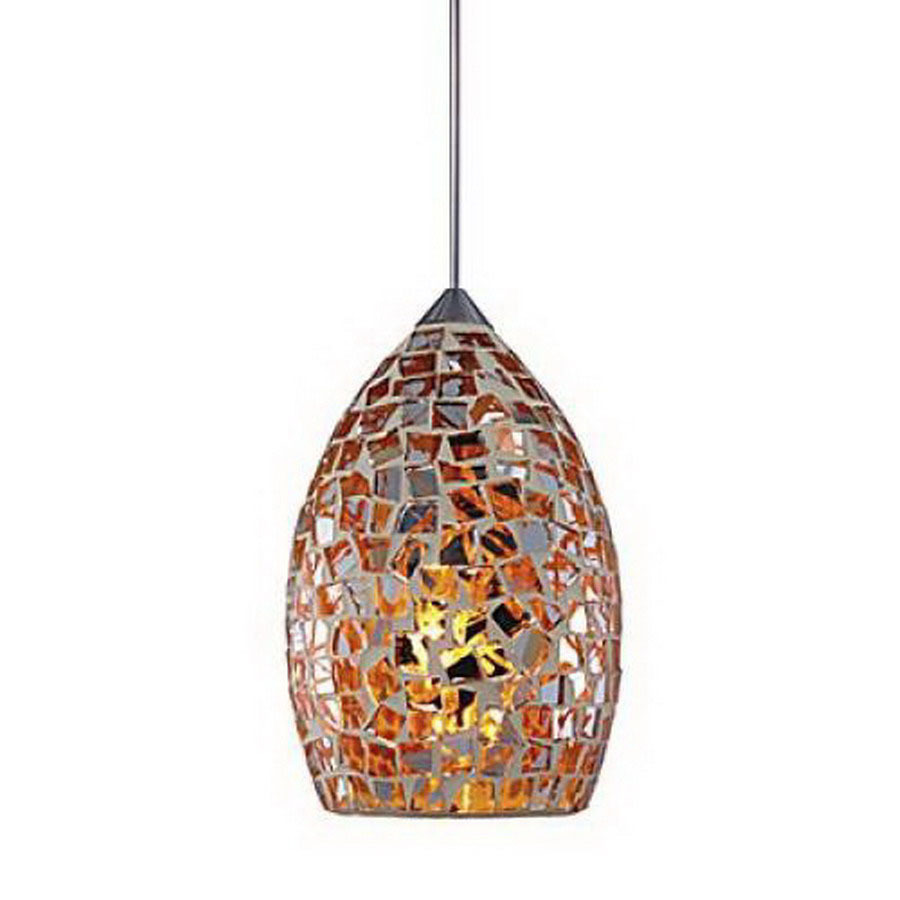 JESCO 5.63 in W Satin Nickel Mini Pendant Light with Shade