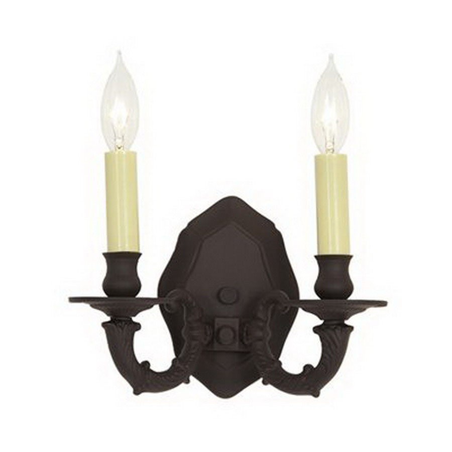 JVI Designs 9 3/4 in W Williamsburg 2 Light Oil Rubbed Bronze Arm Wall Sconce