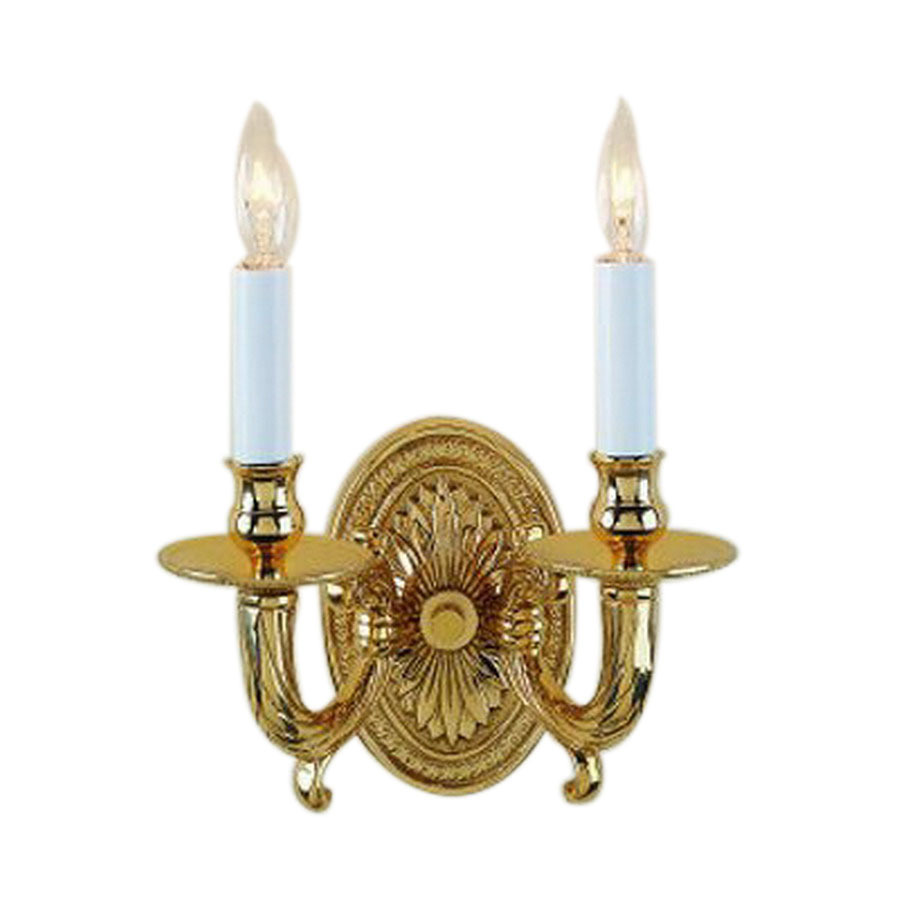 JVI Designs Petal 9 in W 2 Light Polished Brass Arm Hardwired Wall Sconce