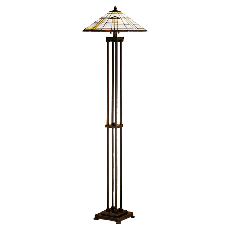 Meyda Tiffany 63 in Mahogany Bronze Tiffany Style Indoor Floor Lamp with Glass Shade