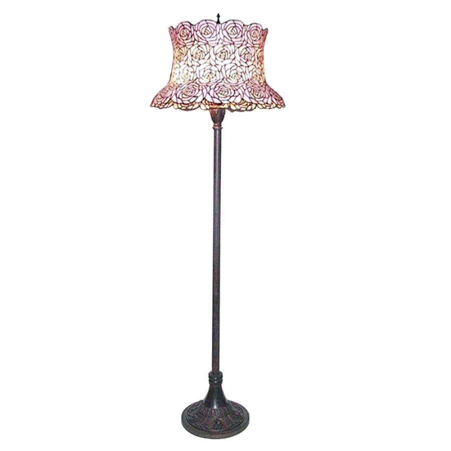 Meyda Tiffany 64 in Mahogany Bronze Indoor Floor Lamp with Glass Shade