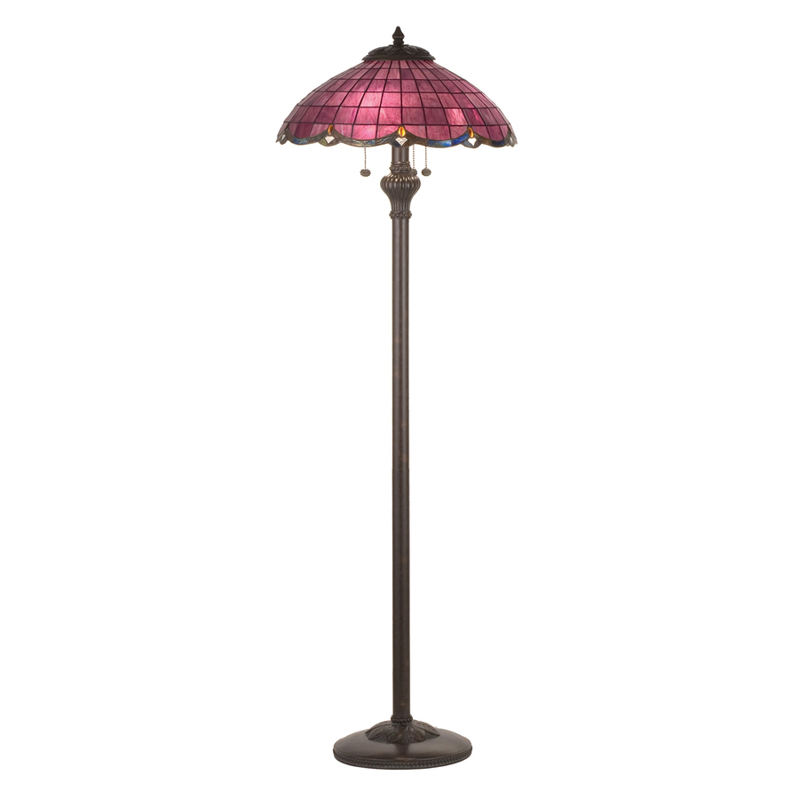 Meyda Tiffany 61 in Verdi Washed Ebony Tiffany Style Indoor Floor Lamp with Glass Shade