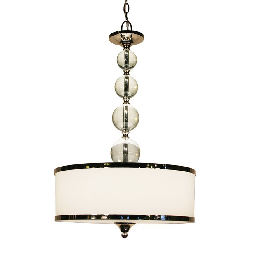 Z Lite 18 in W Cosmopolitan Chrome Crystal Accent Pendant Light with Fabric Shade