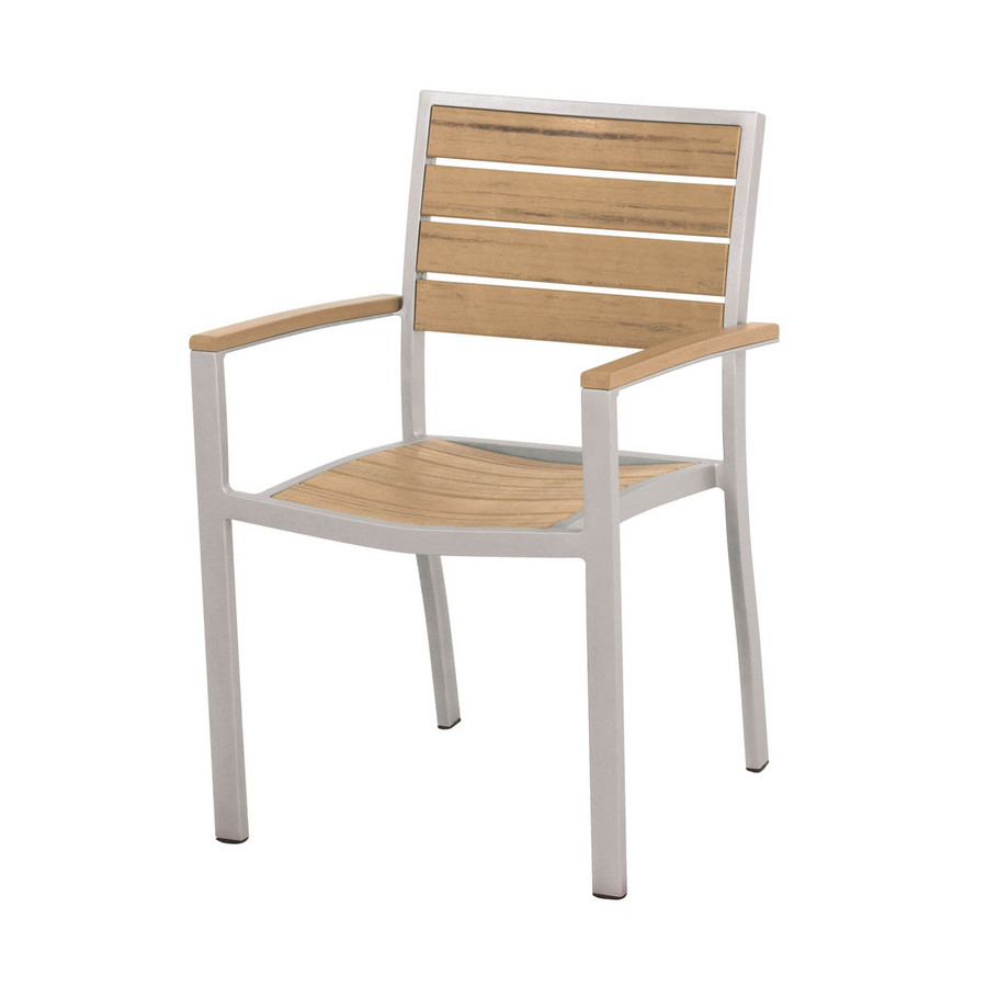 POLYWOOD Textured Silver/Plastique Slat Seat Aluminum Patio Dining Chair