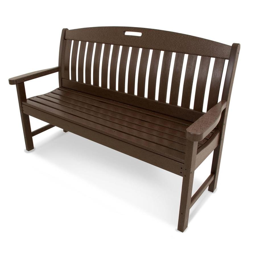 POLYWOOD Nautical 25 in W x 63.75 in L Mahogany Plastic Patio Bench