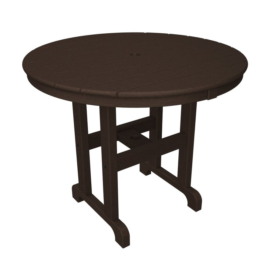 POLYWOOD La Casa Cafe Recycled Plastic Top Mahogany Round Patio Dining Table