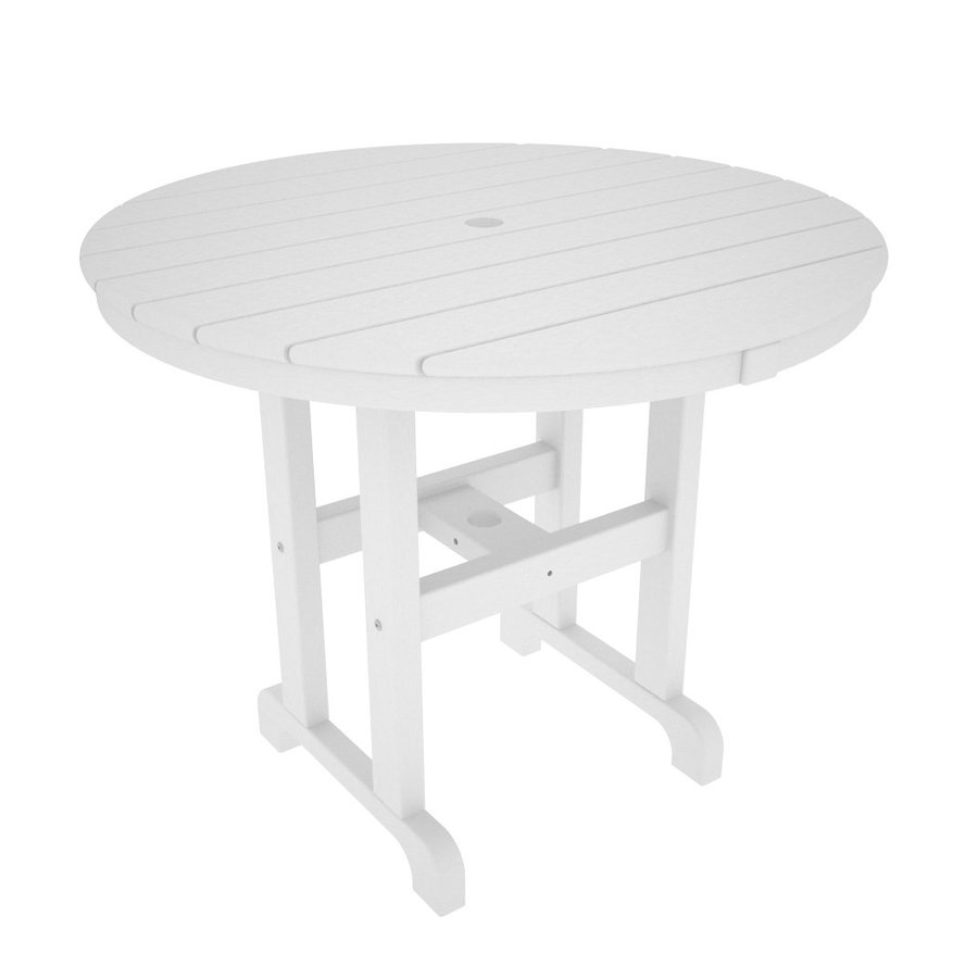 POLYWOOD La Casa Cafe Recycled Plastic Top White Round Patio Dining Table