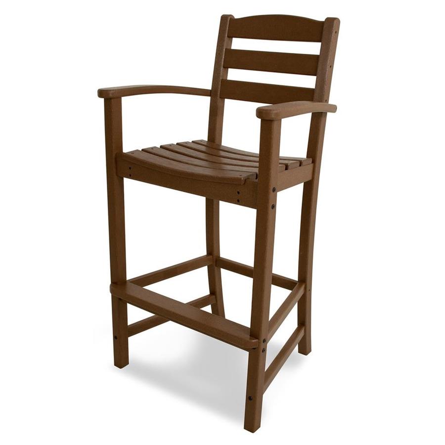 POLYWOOD La Casa Cafe Teak Plastic Patio Barstool Chair