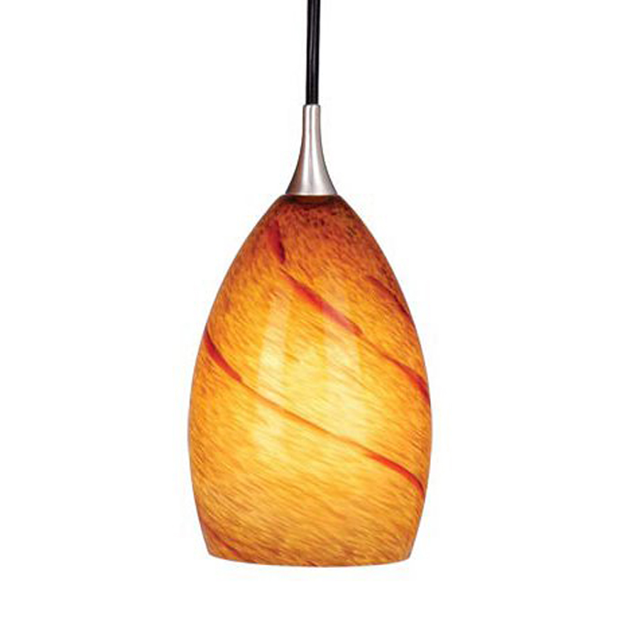 Cascadia Lighting Lava Swirl 4.375 in W Satin Nickel Art Glass Mini Pendant Light with Shade