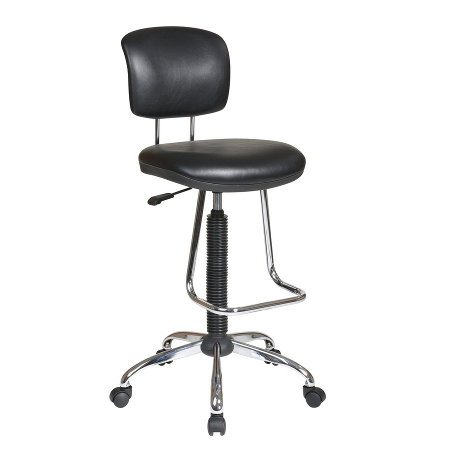 Office Star One WorkSmart Black/Chrome Vinyl Drafting Office Chair