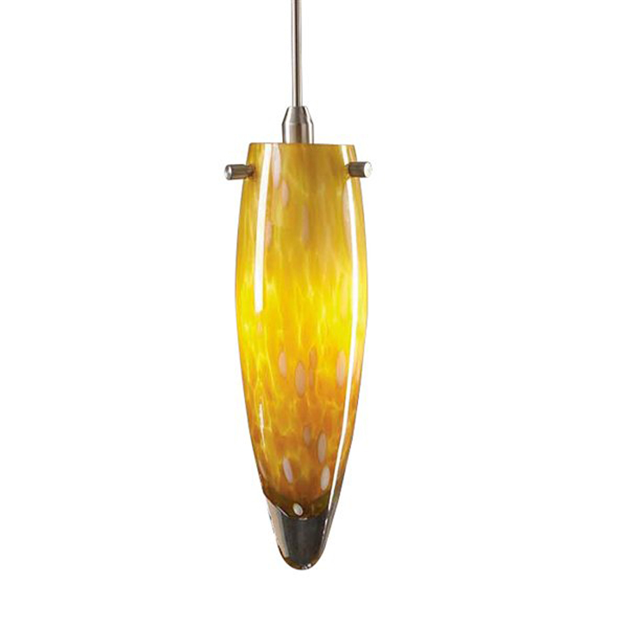 PLC Lighting Lluvia Drop 3 in W Satin Nickel Mini Pendant Light with Tiffany Style Shade