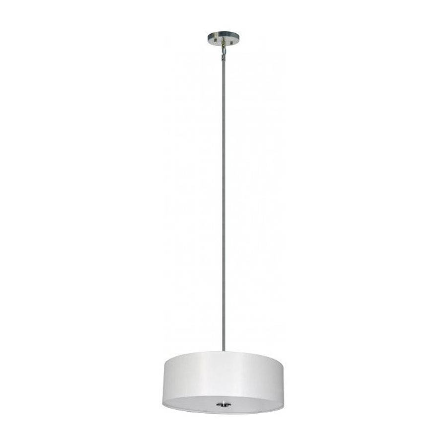 Whitfield Lighting Drum Shade 22 in W Satin Steel Pendant Light with White Shade