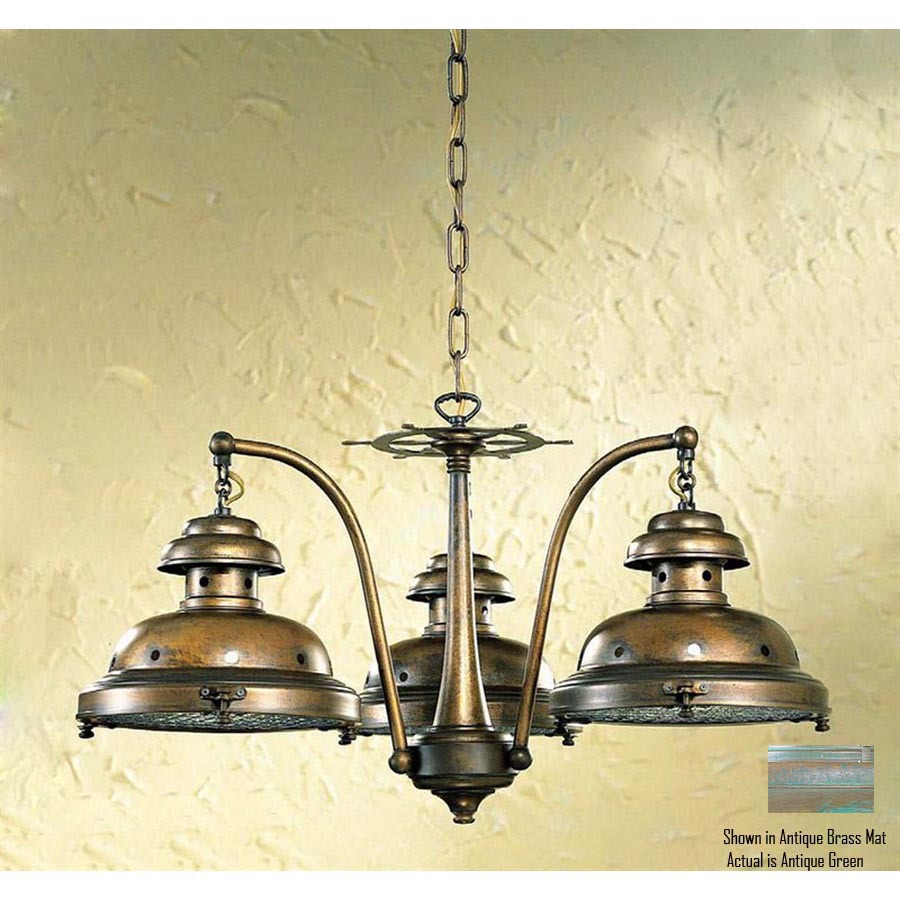 Lustrarte 3 Light Escotilha Antique Green Chandelier