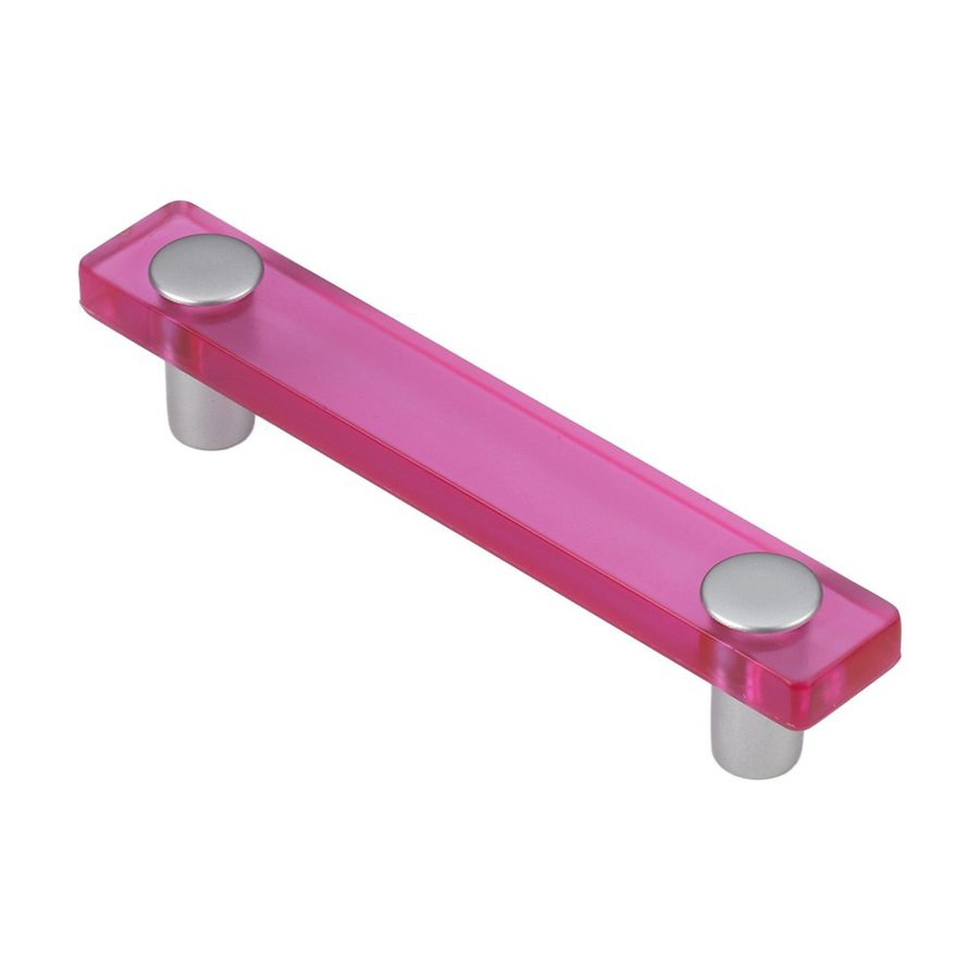 Siro Designs 3 3/4 in Center To Center Pink/Matte Aluminum Decco Rectangular Cabinet Pull