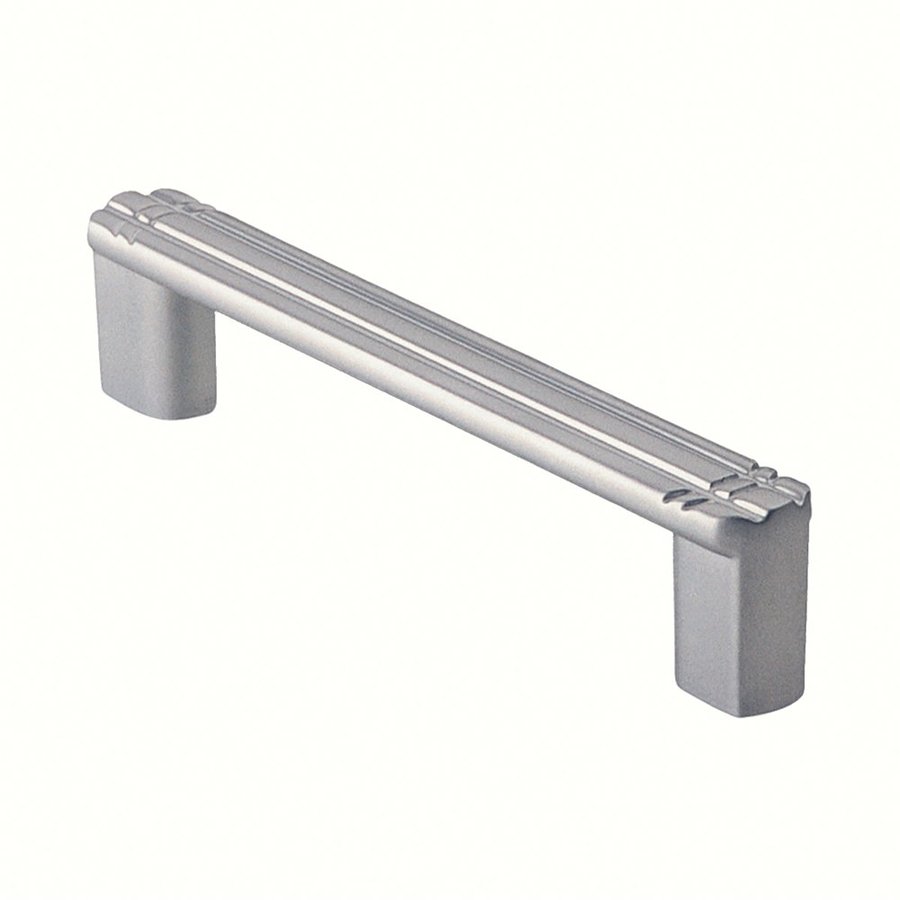 Siro Designs 3 3/4 in Center to Center Matte Chrome Dots and Stripes Rectangular Cabinet Pull