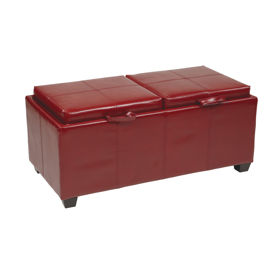 Office Star OSP Designs Crimson Red Rectangle Storage Ottoman