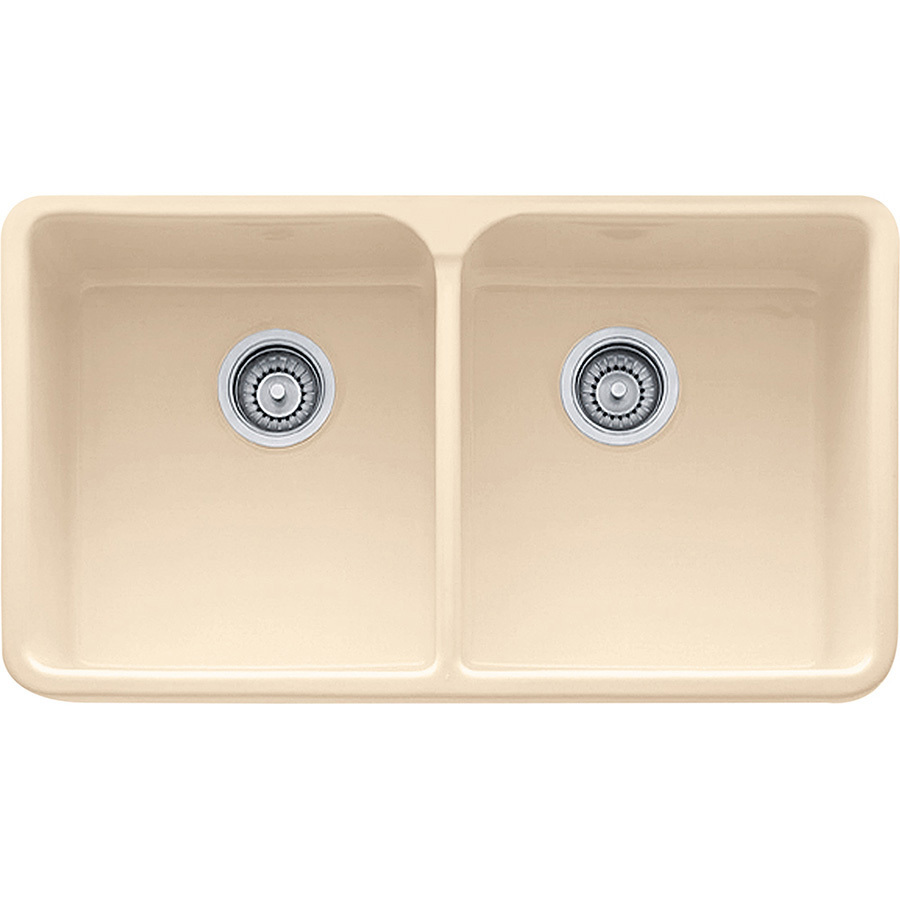 Franke Manor House 19.875 in x 31.25 in Biscuit Double Basin Fireclay Apron Front/Farmhouse 1 Hole Residential Kitchen Sink