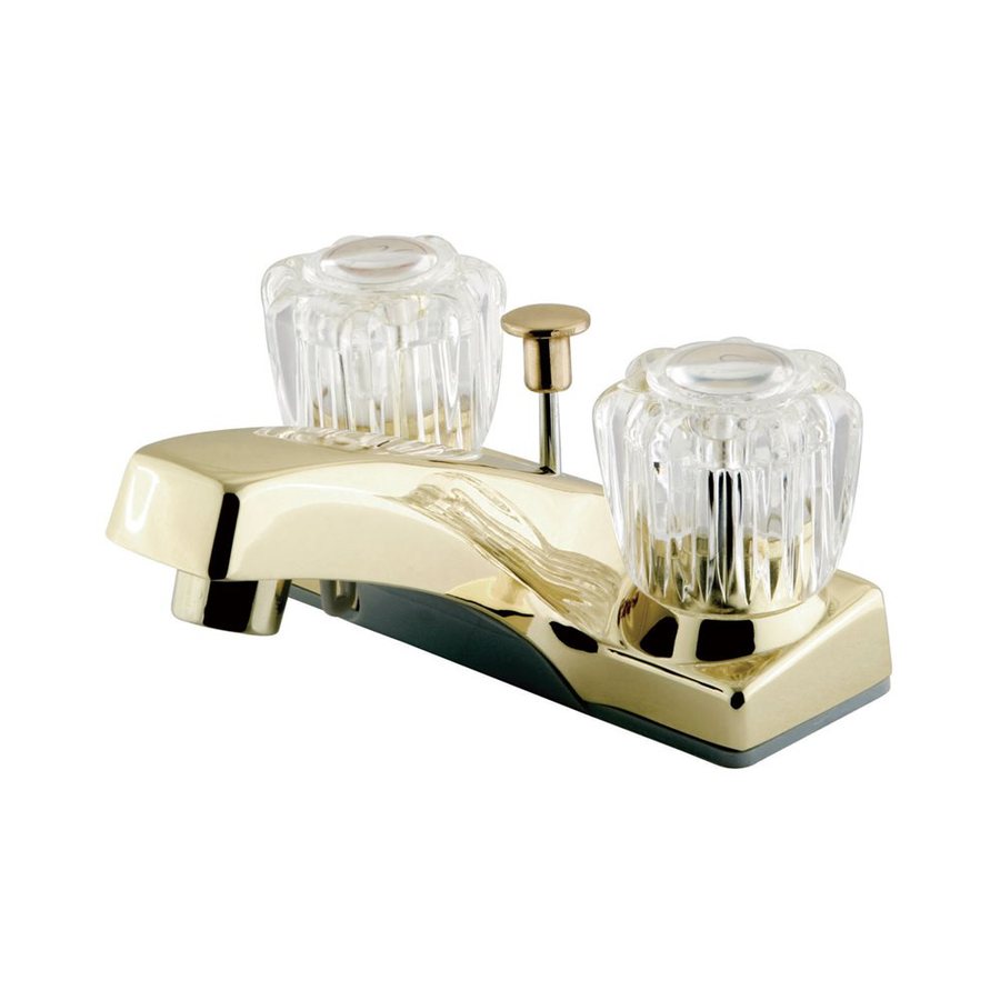 Elements of Design Columbia Polished Brass 2 Handle 4 in Centerset Bathroom Sink Faucet (Drain Included)