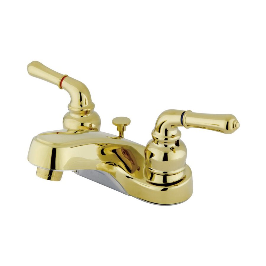 Elements of Design Magellan Polished Brass 2 Handle 4 in Centerset Bathroom Sink Faucet (Drain Included)