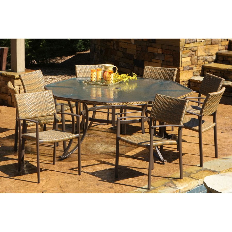 Tortuga Outdoor 9 Piece Woven Seat Aluminum Patio Dining Set