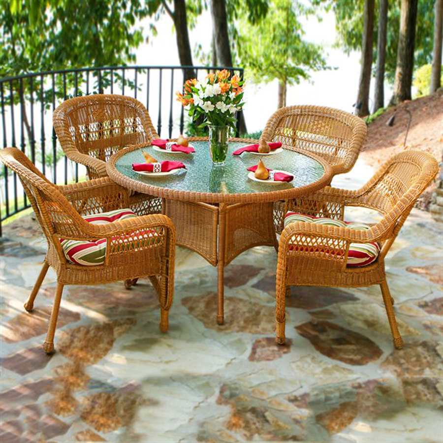Tortuga Outdoor 5 Piece Steel Striped Patio Dining Set