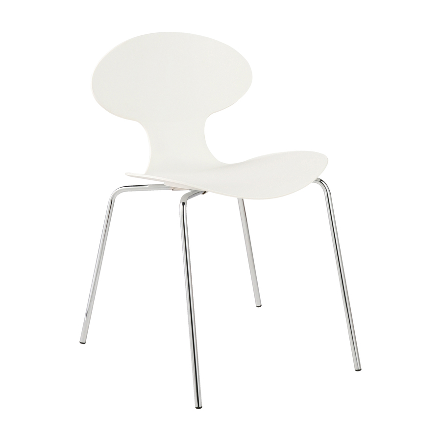 Eurostyle Set of 4 White/Chrome Stackable Side Chairs
