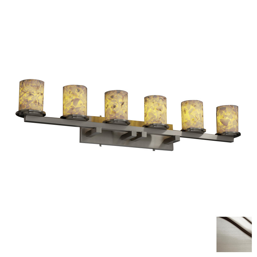 Cascadia Lighting 6 Light Alabaster Rocks Dakota Brushed Nickel Bathroom Vanity Light