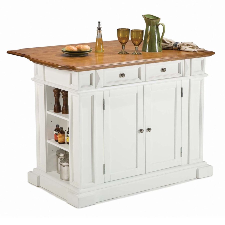 Home Styles 48 in L x 25 in W x 36 in H White Kitchen Island