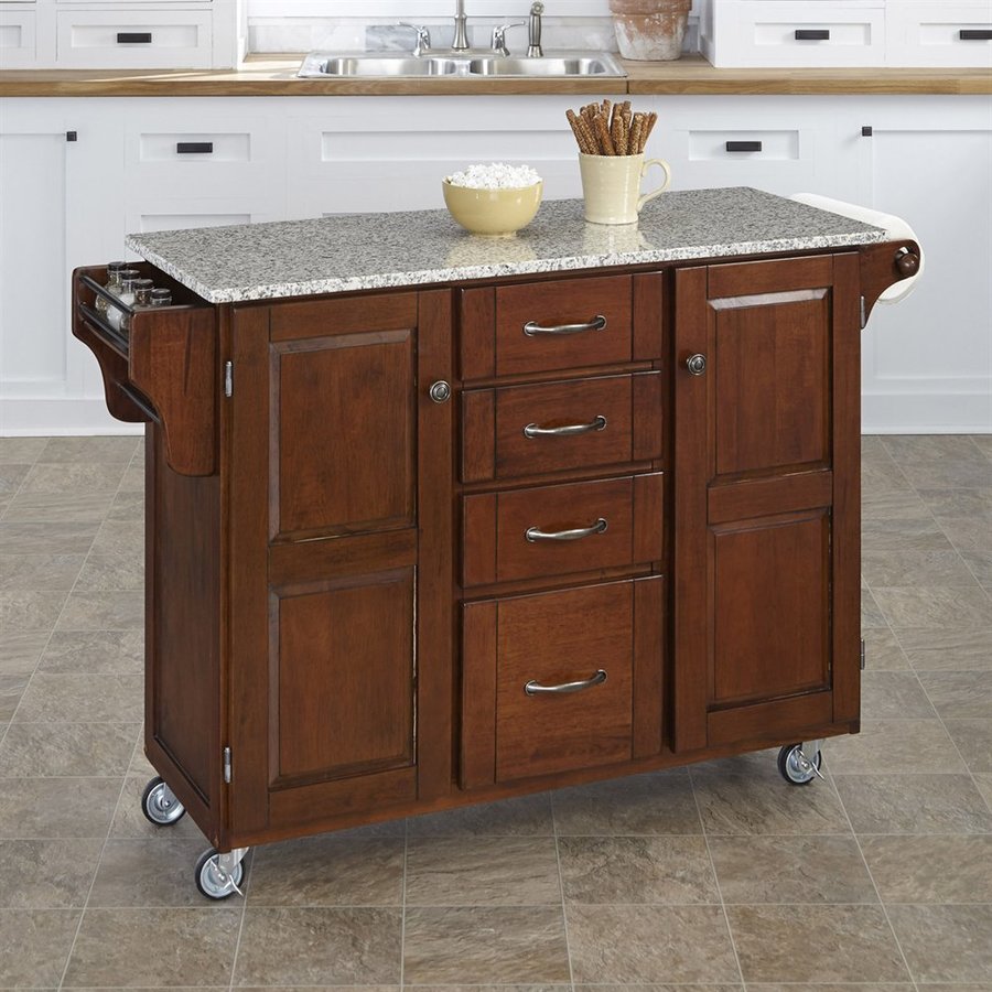 Home Styles 52.5 in L x 18 in W x 35.75 in H Medium Cherry Kitchen Island with Casters