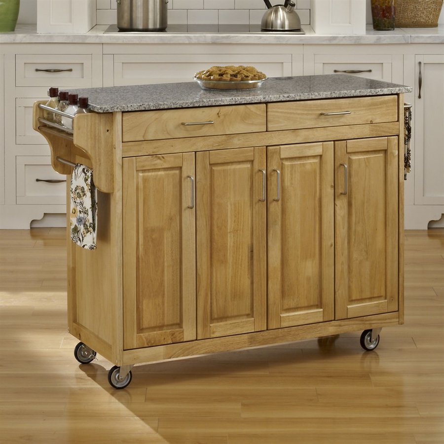 Home Styles 48.75 in L x 17.75 in W x 34.75 in H Natural Kitchen Island with Casters