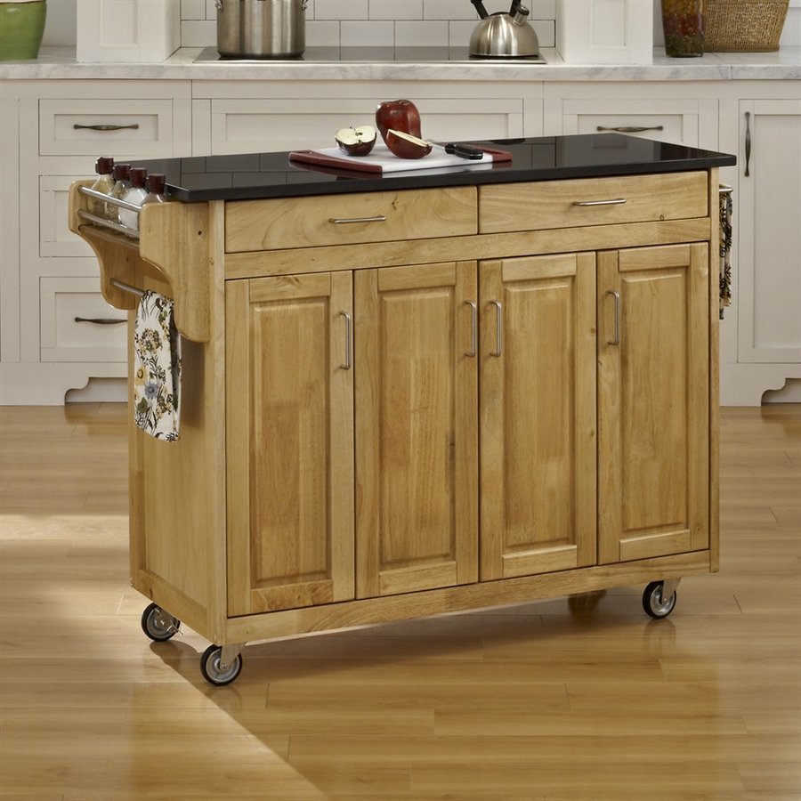 Home Styles 48.75 in L x 17.75 in W x 34.75 in H Natural Kitchen Island with Casters