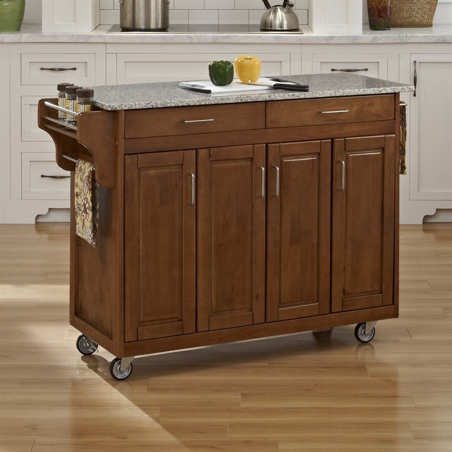 Home Styles 48.75 in L x 17.75 in W x 34.75 in H Cottage Oak Kitchen Island with Casters