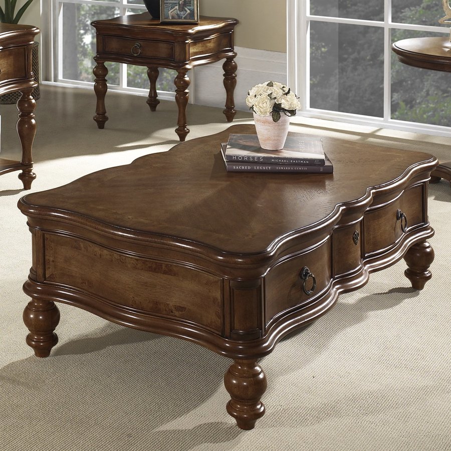 Somerton Home Furnishings Melbourne Primavera/Burl/Pecan Walnut Rectangular Coffee Table