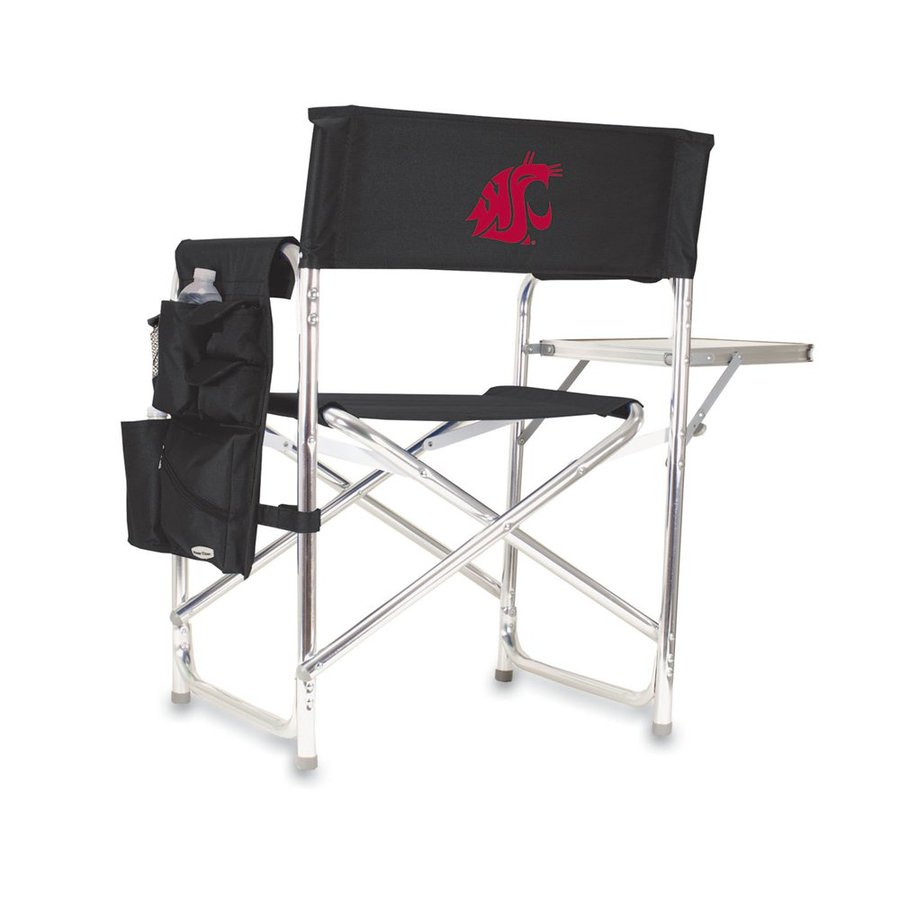 Picnic Time Indoor/Outdoor Cast Aluminum Metallic Washington State Cougars Folding Chair