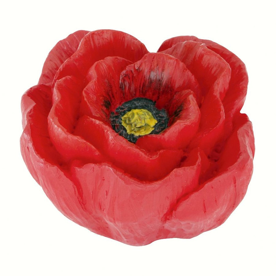 Siro Designs 1 15/16 in Red and Yellow Poppy Flowers Novelty Cabinet Knob