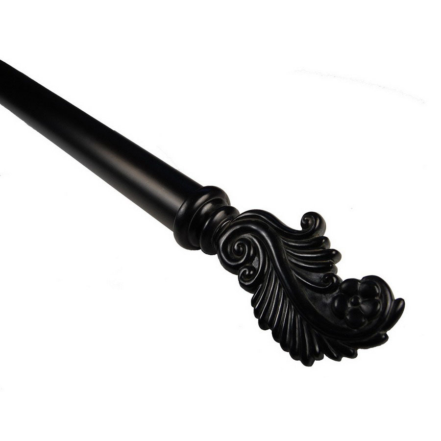 BCL Drapery 72 in Matte Black Wood Curtain Rod Set