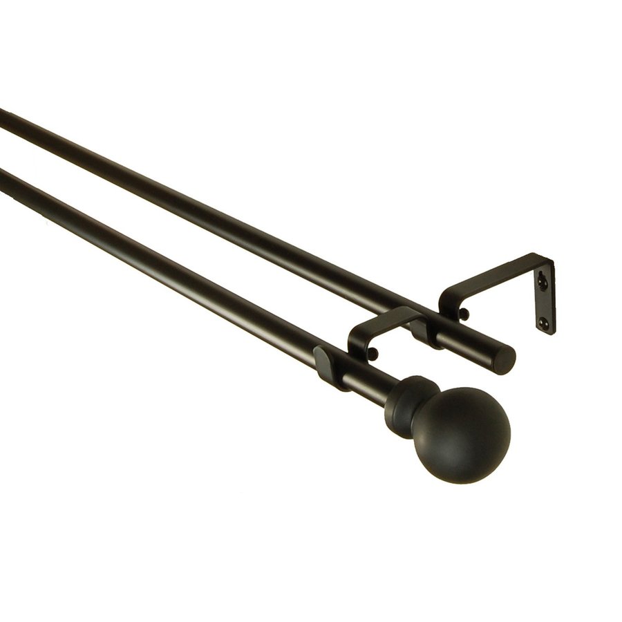 BCL Drapery 48 in to 86 in Black Metal Double Curtain Rod