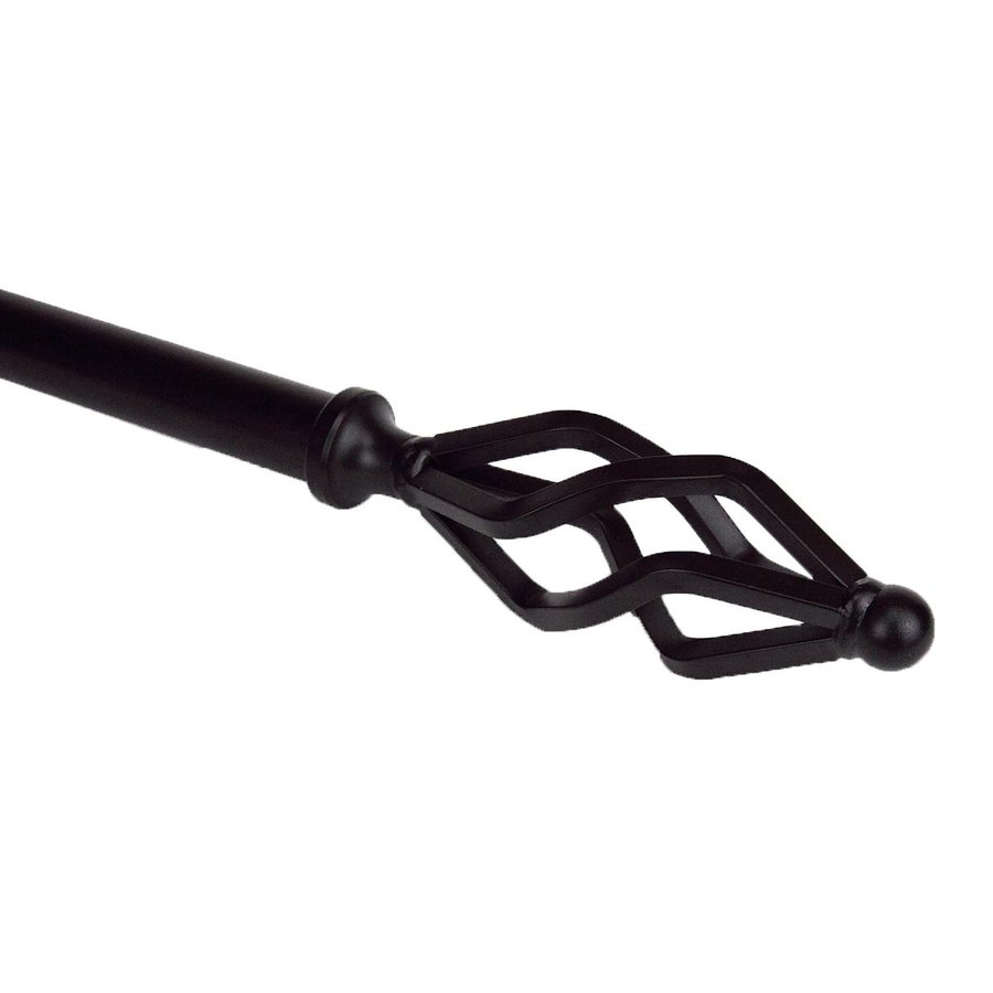 Rod Desyne 48 in to 84 in Black Metal Single Curtain Rod