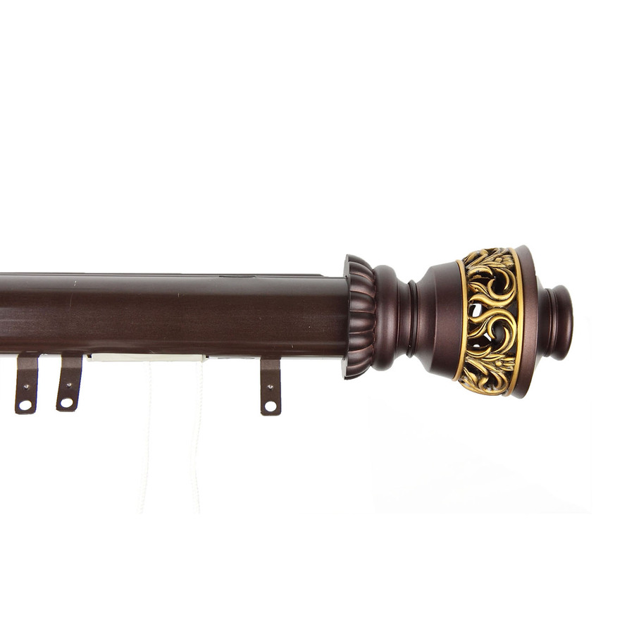 Rod Desyne 66 in to 120 in Mahogany Metal Traverse Curtain Rod