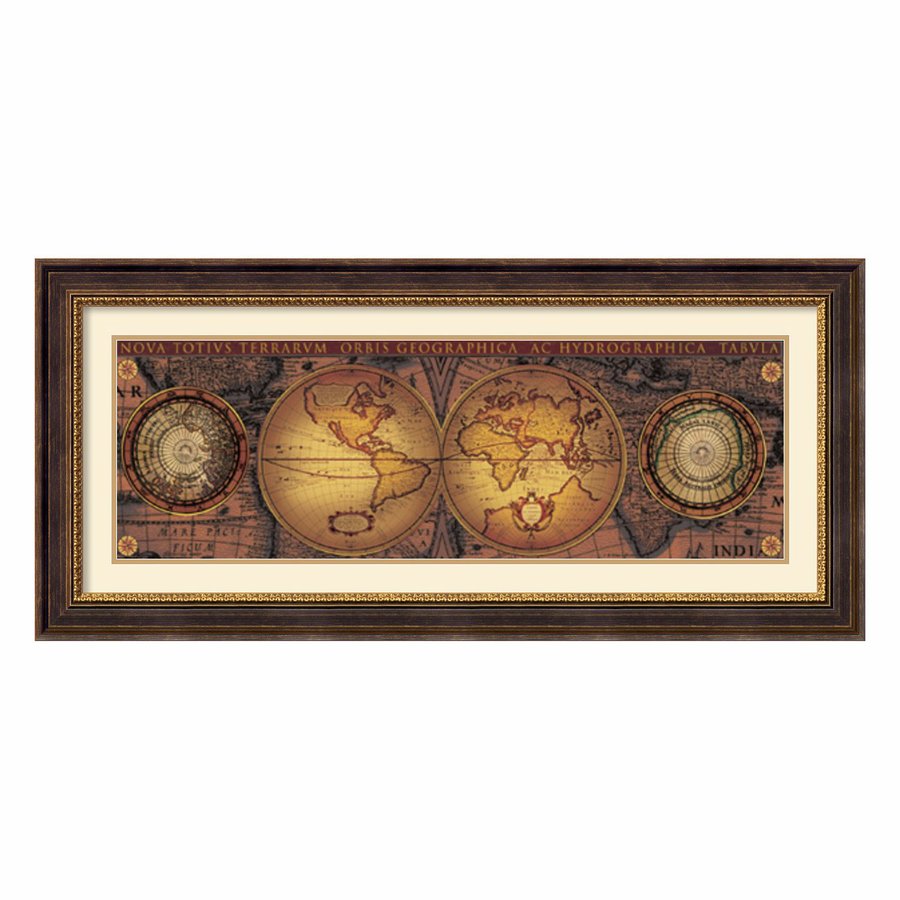 Amanti Art 44 1/2 in W x 20 1/2 in H Maps and Charts Framed Wall Art