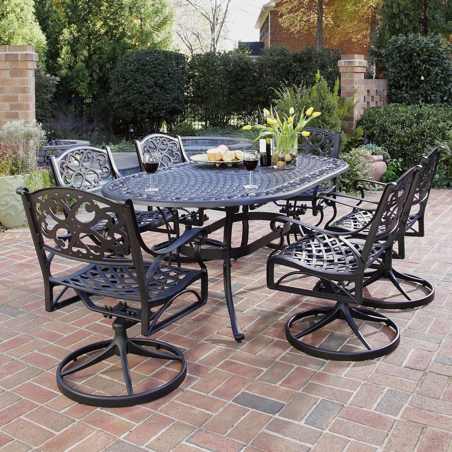 Home Styles 7 Piece Biscayne Mesh Seat Aluminum Patio Dining Set