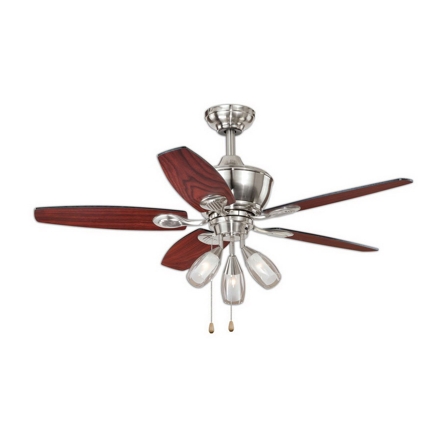 Cascadia Lighting Morgan 44 in Satin Nickel Indoor Downrod Mount Ceiling Fan with Light Kit