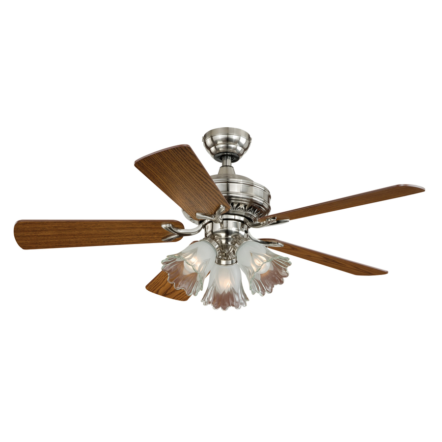 Cascadia Lighting Orchard 44 in Satin Nickel Indoor Downrod Mount Ceiling Fan with Light Kit