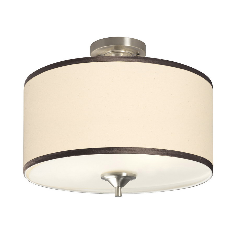 Galaxy 16.375 in W Brushed Nickel Fabric Semi Flush Mount Light