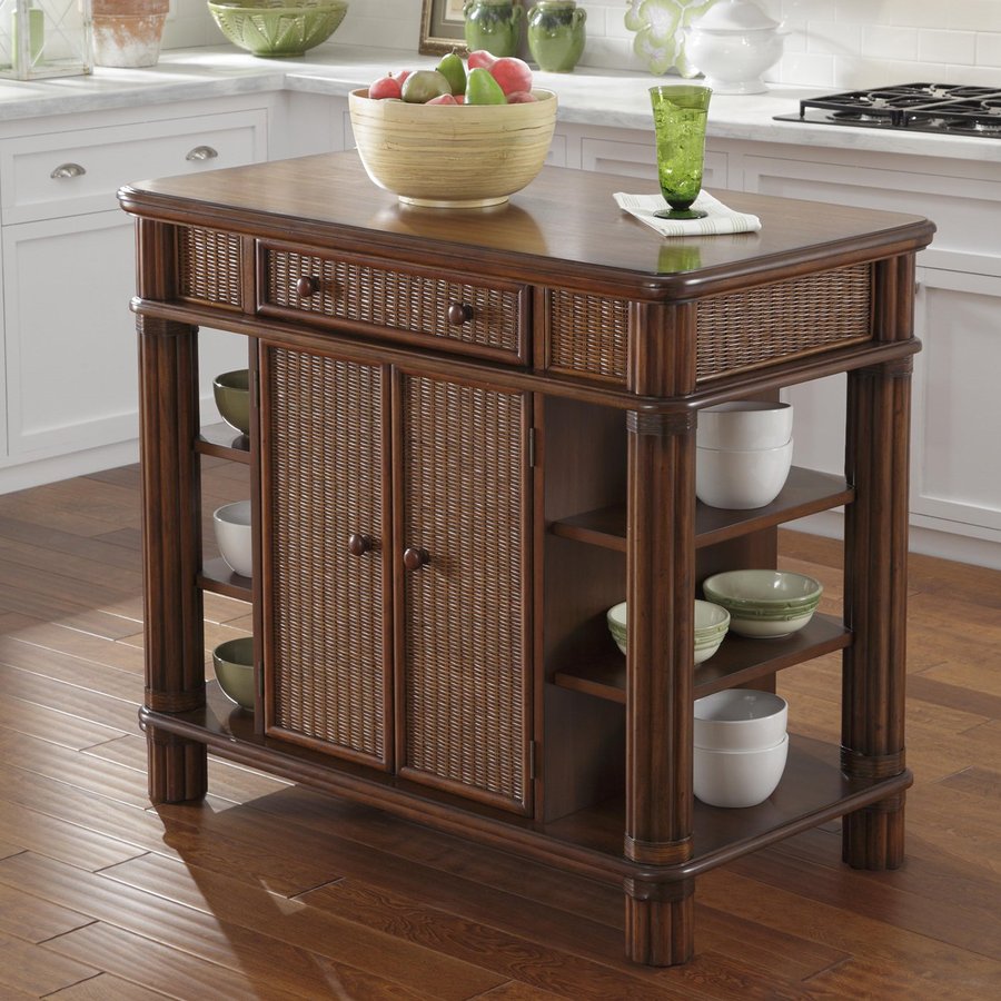 Home Styles 41 in L x 23.75 in W x 36 in H Palm Mahogany Kitchen Island