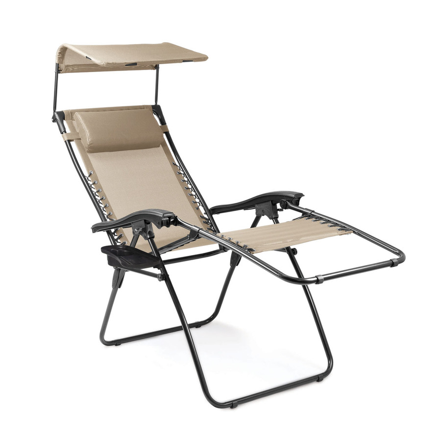 Picnic Time Sling Seat Patio Chaise Lounge with Brown Cushion