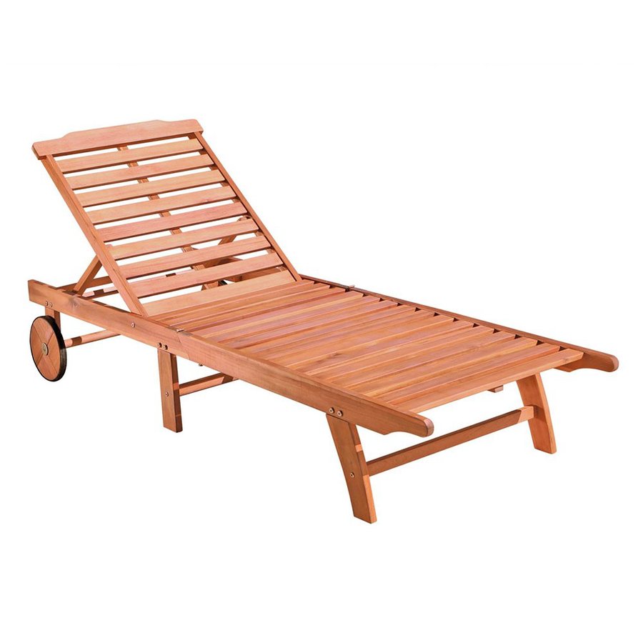 VIFAH Slat Seat Wood Patio Chaise Lounge